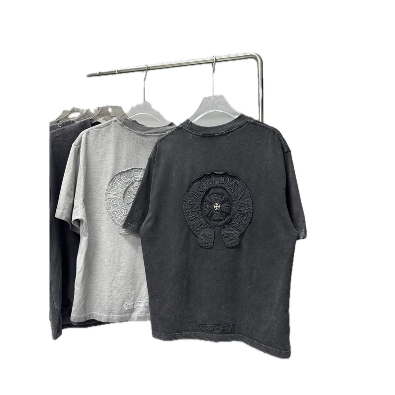 Chrome Hearts Cross-Embroidered Vintage Style Black T-Shirt