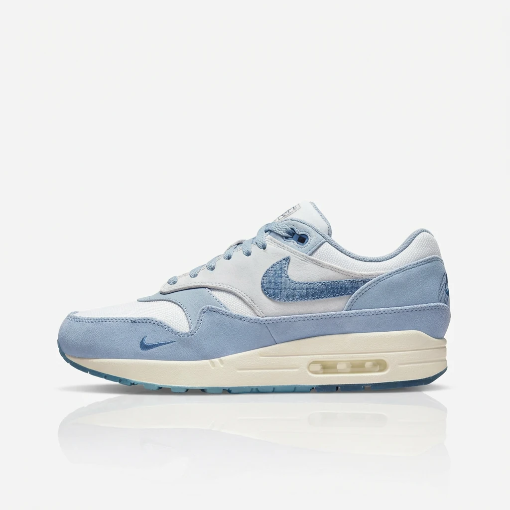 Nike Air Max 1 Denim Style Blue and White Shoes