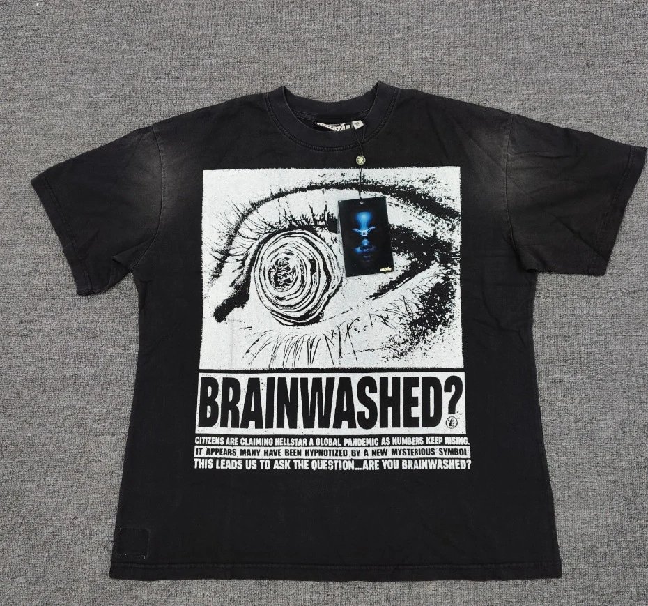 Hellstar Eye Print Street Style Black T-shirt