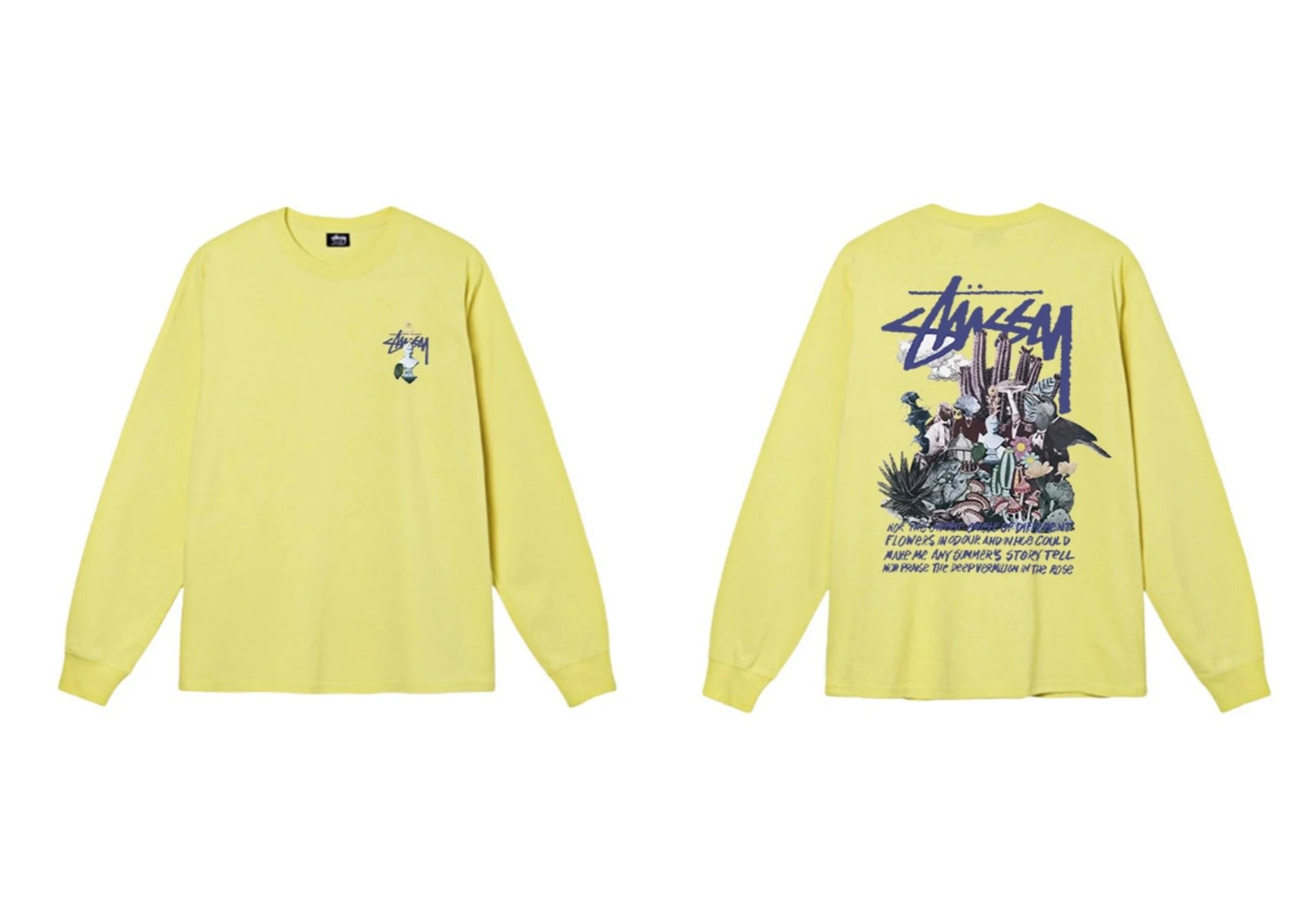 Stussy printed trendy brand style yellow long-sleeve