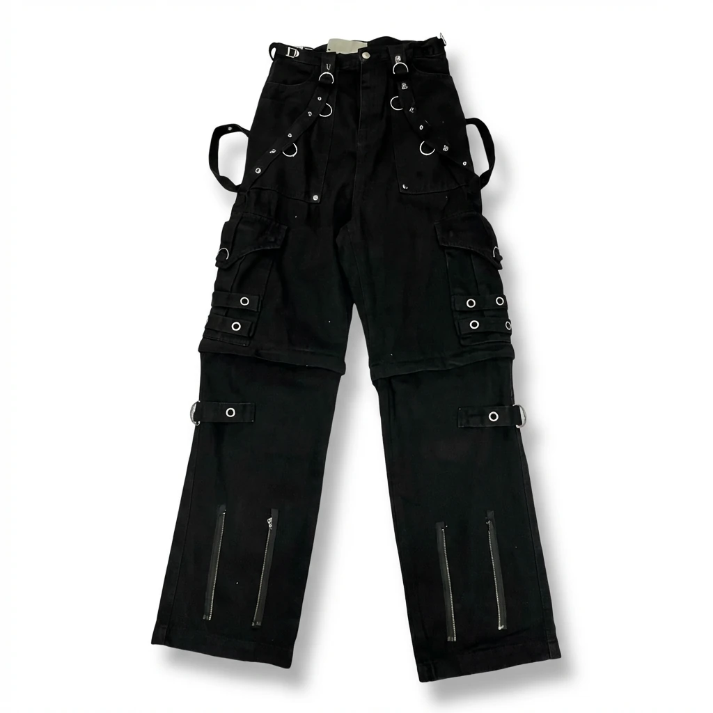 Balenciaga punk-style black cargo pants