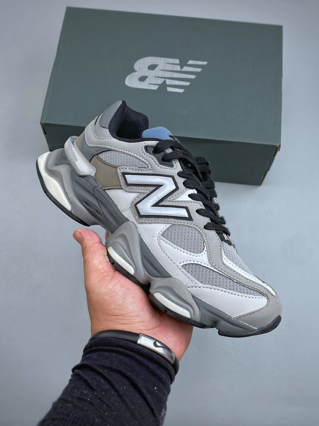 New Balance Gray Retro Runners Highlighting Cushioned Runner Shape