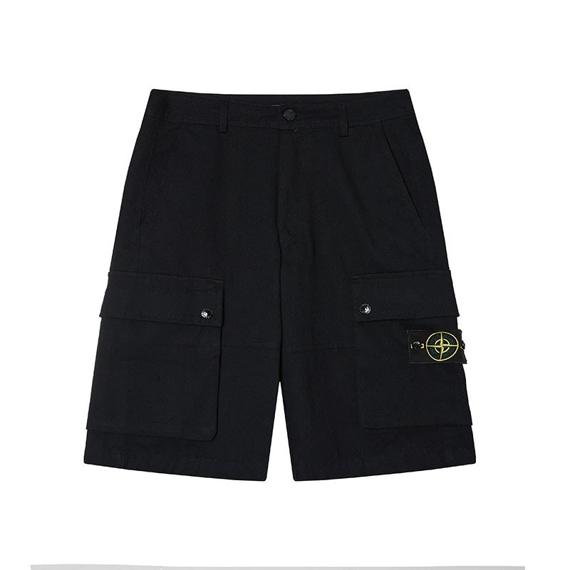 Stone Island Classic Compass Workwear Style Black Shorts
