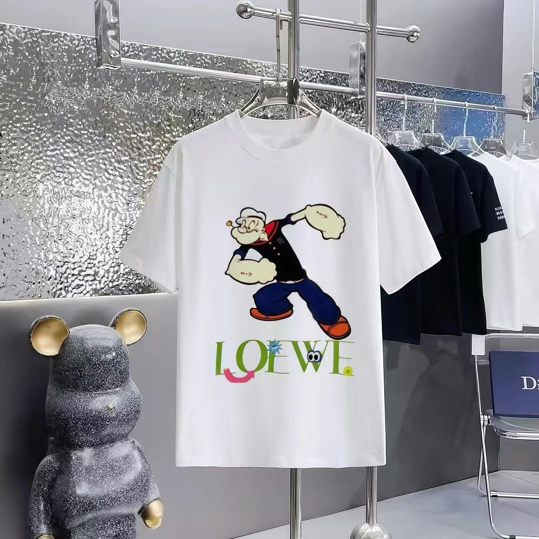 LOEWE Popeye Cartoon Casual White T-Shirt