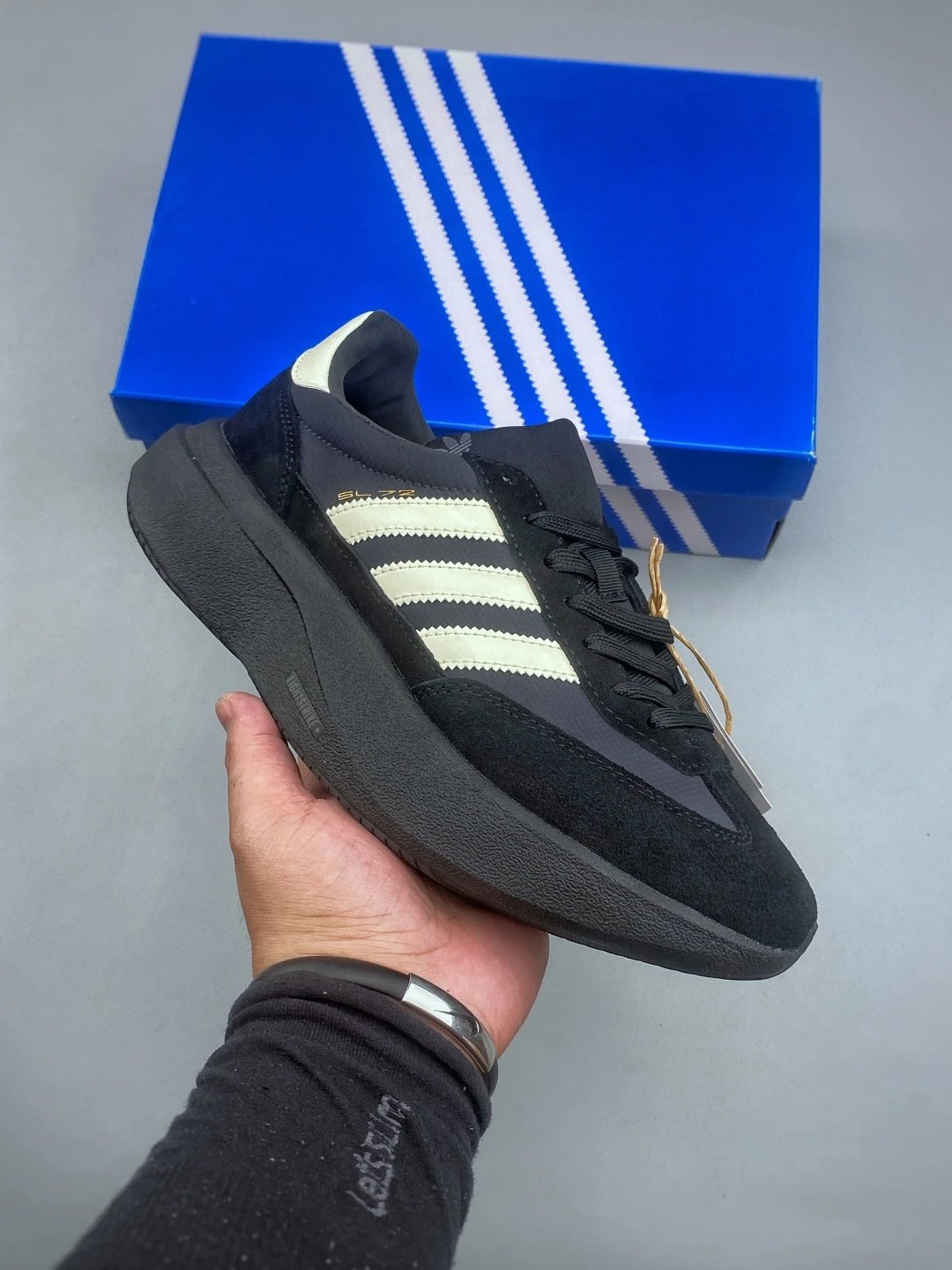 Adidas Black and White Modern Runners, Layered Heel Detail