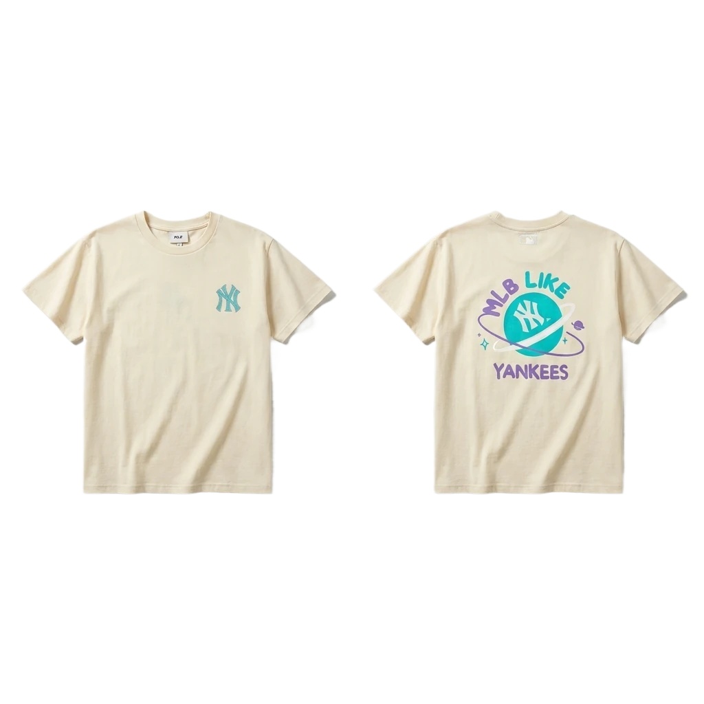 MLB Yankees trendy brand beige T-shirt
