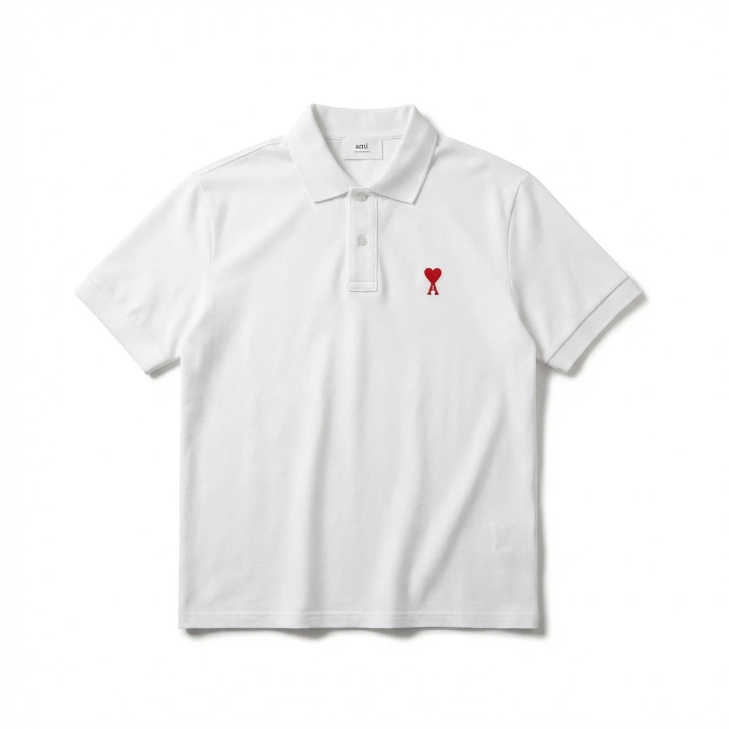 AMI Love Simple White Polo Shirt