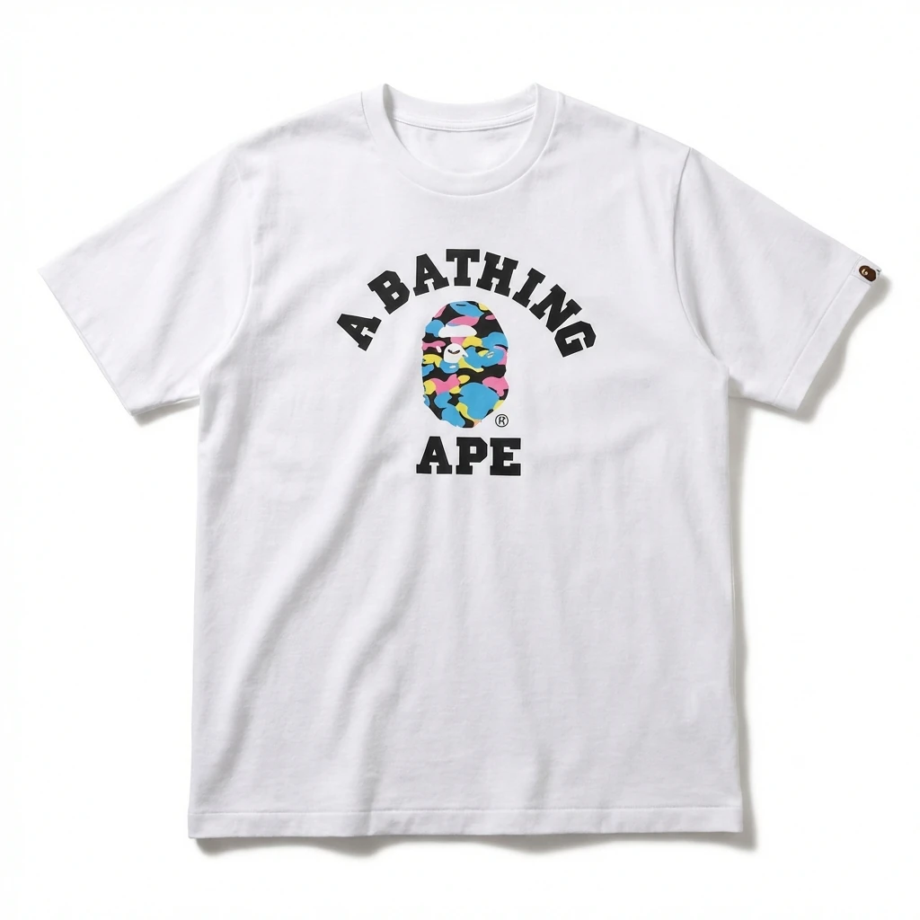 Bape camouflage style white T-shirt
