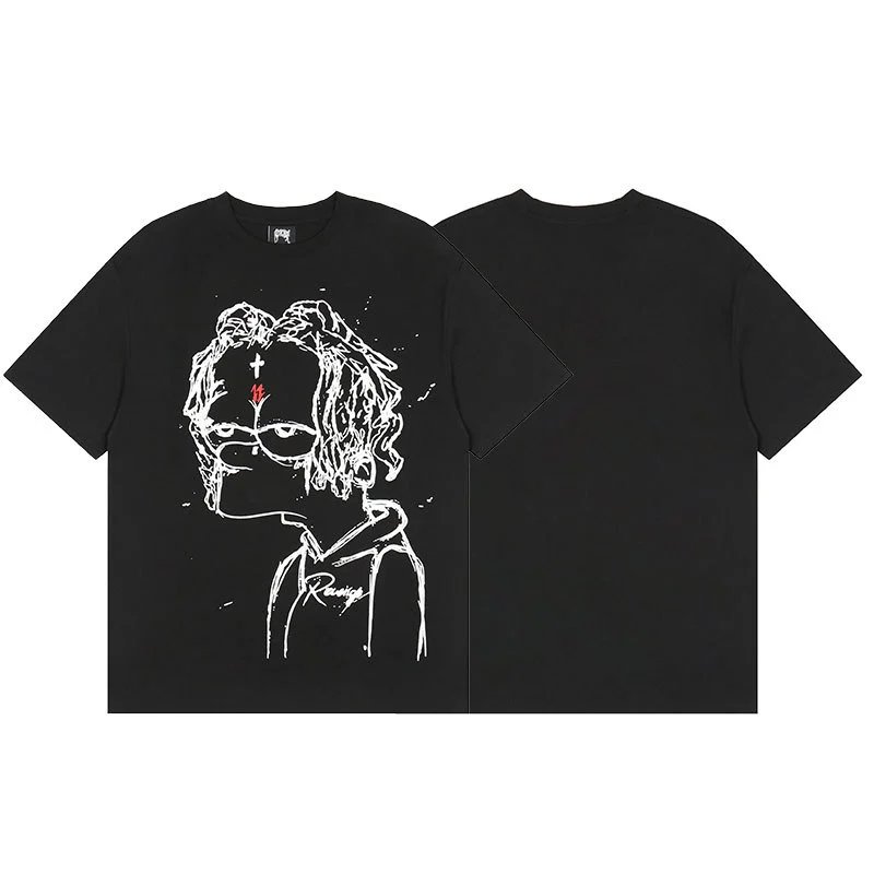 Revenge Black Skull Graphic T-Shirt Easy Pairing