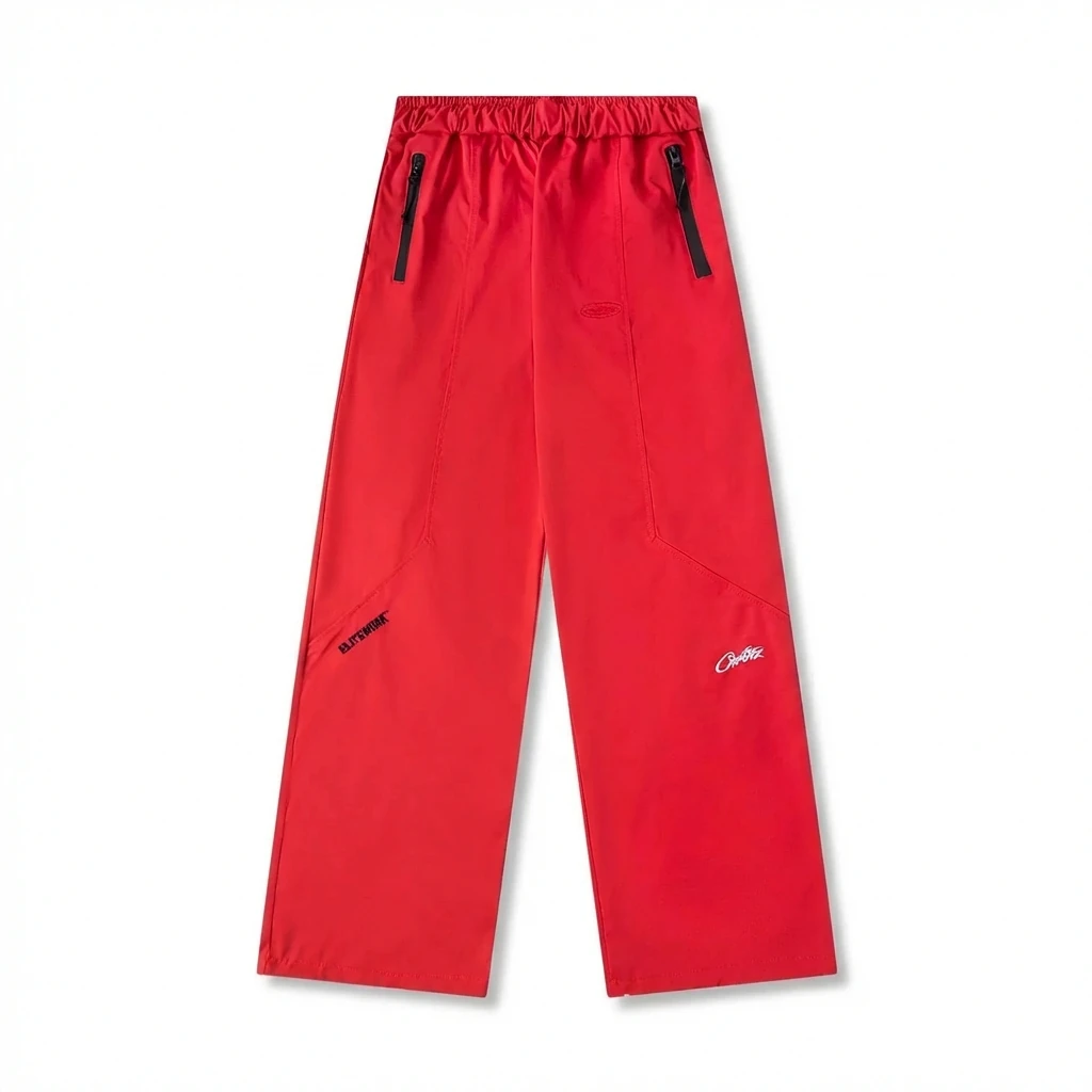 Corteiz workwear-style red long trousers
