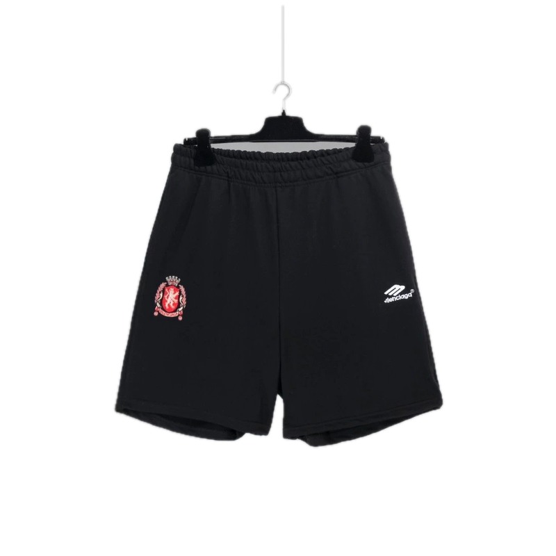 Balenciaga emblem-style black shorts