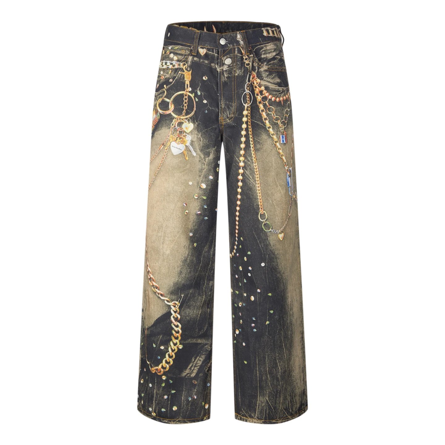 Louis Vuitton Signature Edit Chain Graphic Jeans in Dark Wash
