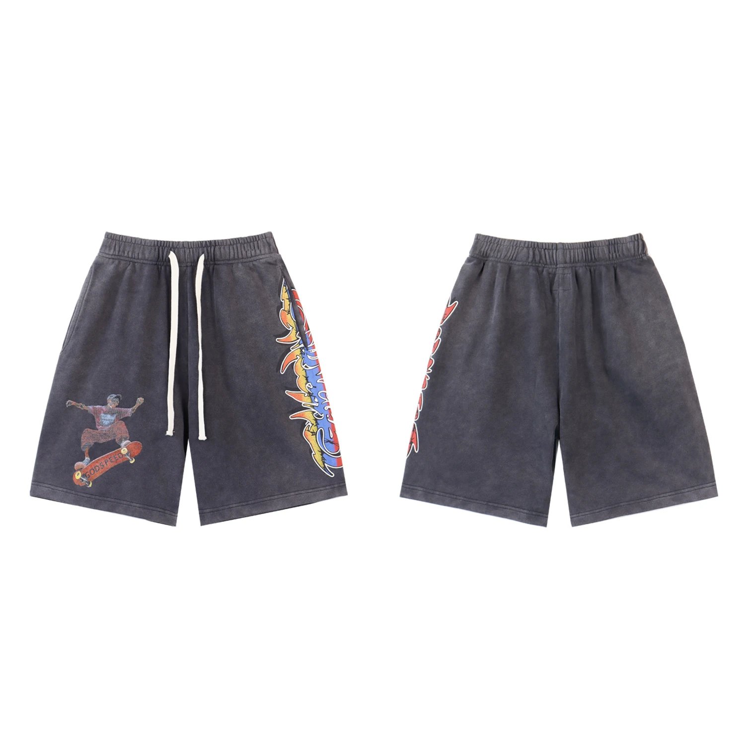 Godspeed Skate Series Street Style Distressed Grey Shorts