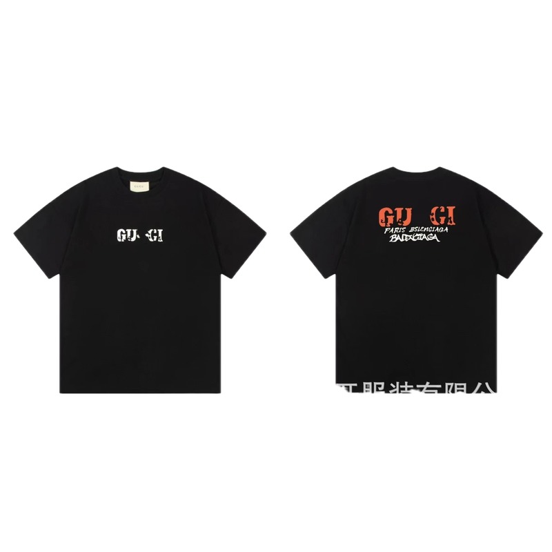 Balenciaga Co-branded Street Style Printed Black T-Shirt