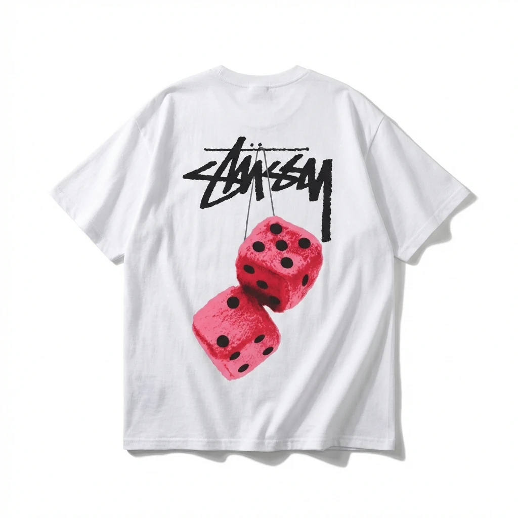 Stussy Dice Print White T-Shirt