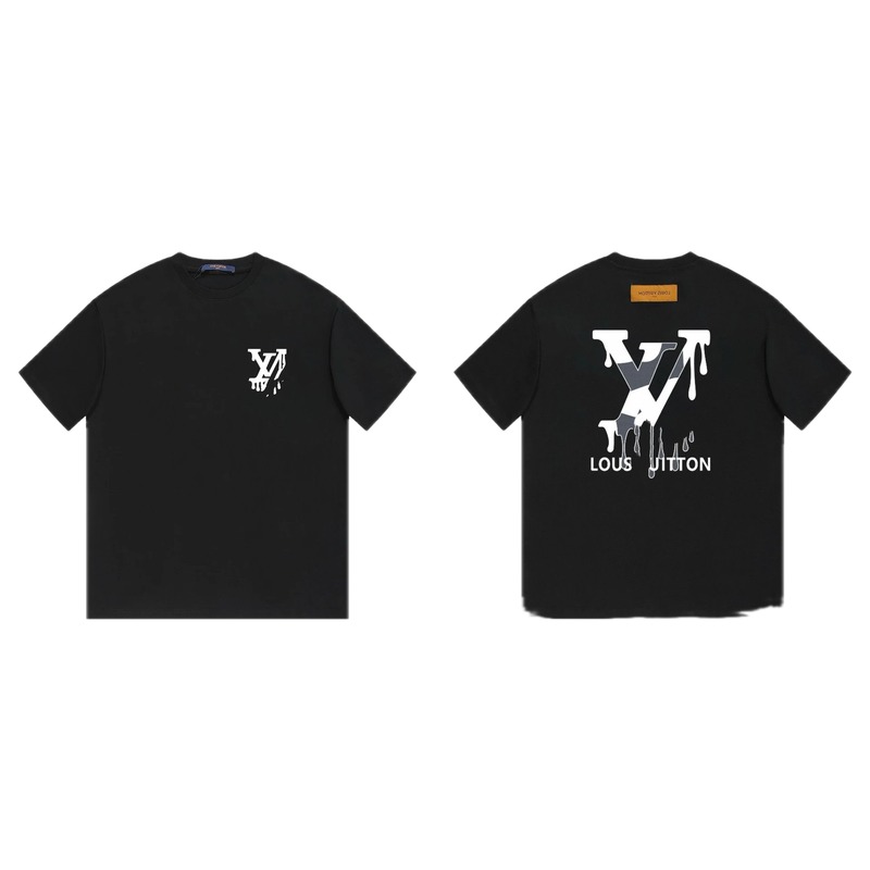Louis Vuitton Melted Logo Street Style Black Short-sleeve T-shirt