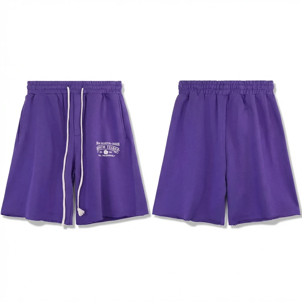 Purple trendy brand shorts of DENIM TEARS
