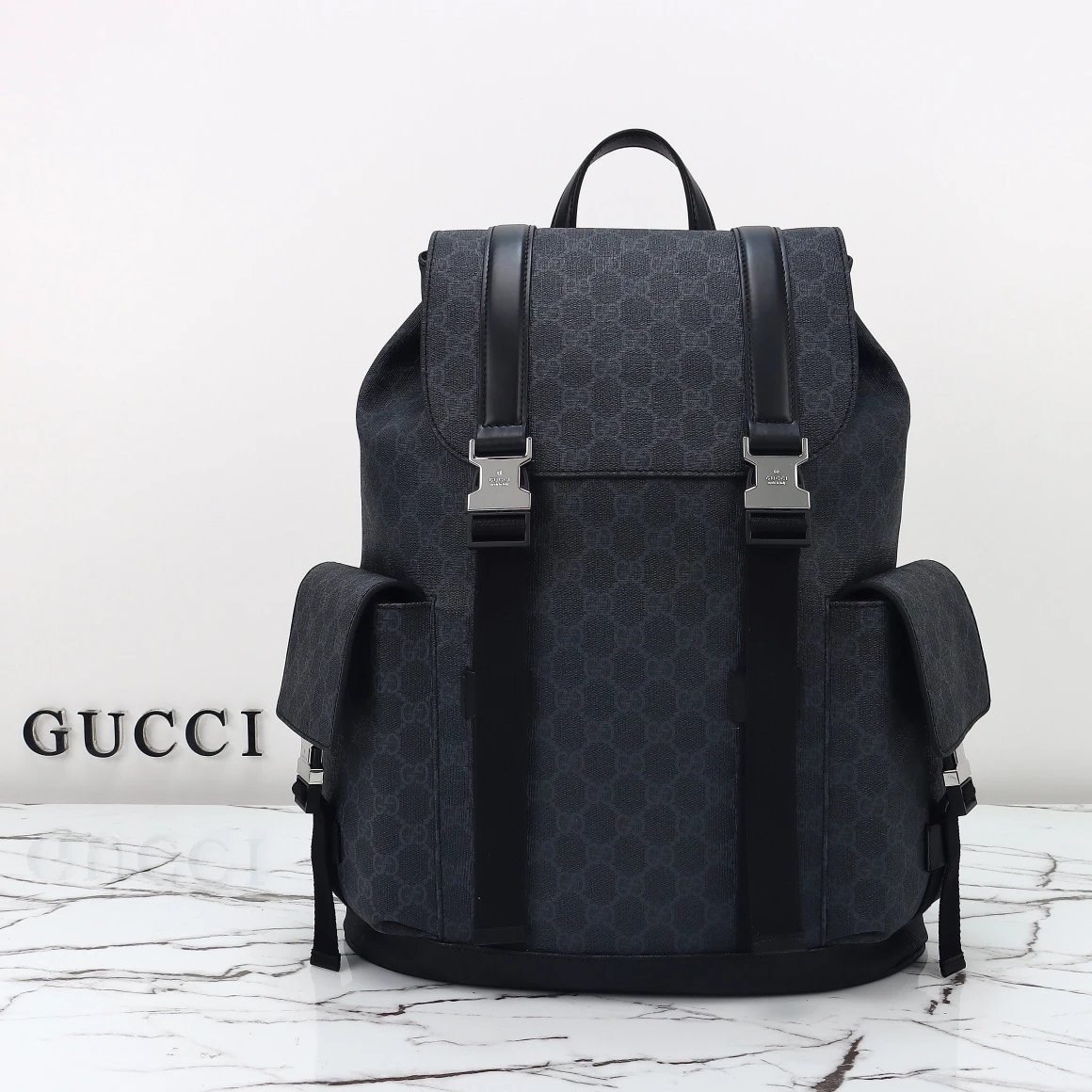 Gucci Black Gucci Monogram Backpack Backpack for Casual Outfits