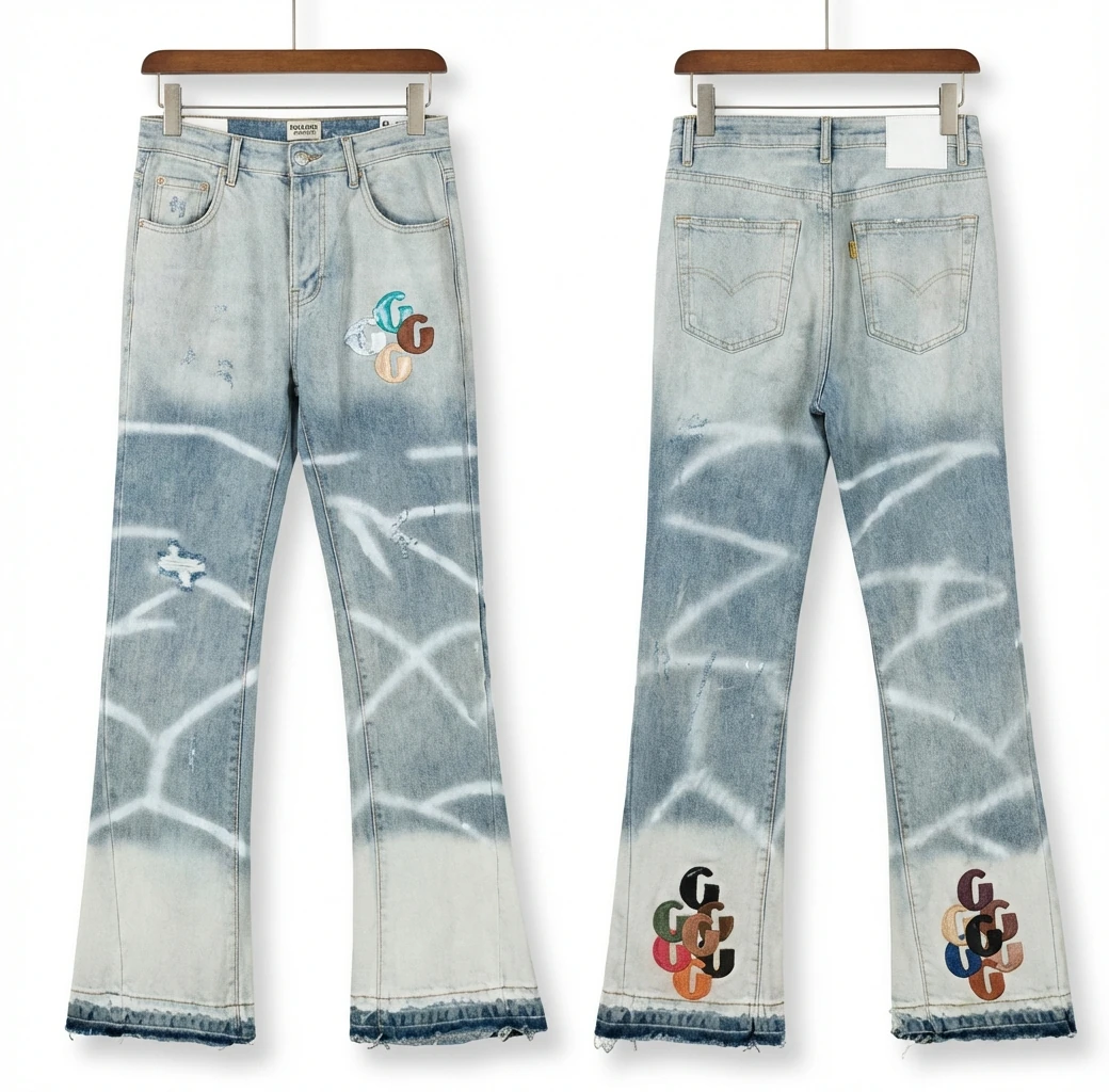 Gallery Dept. graffiti-style light blue jeans