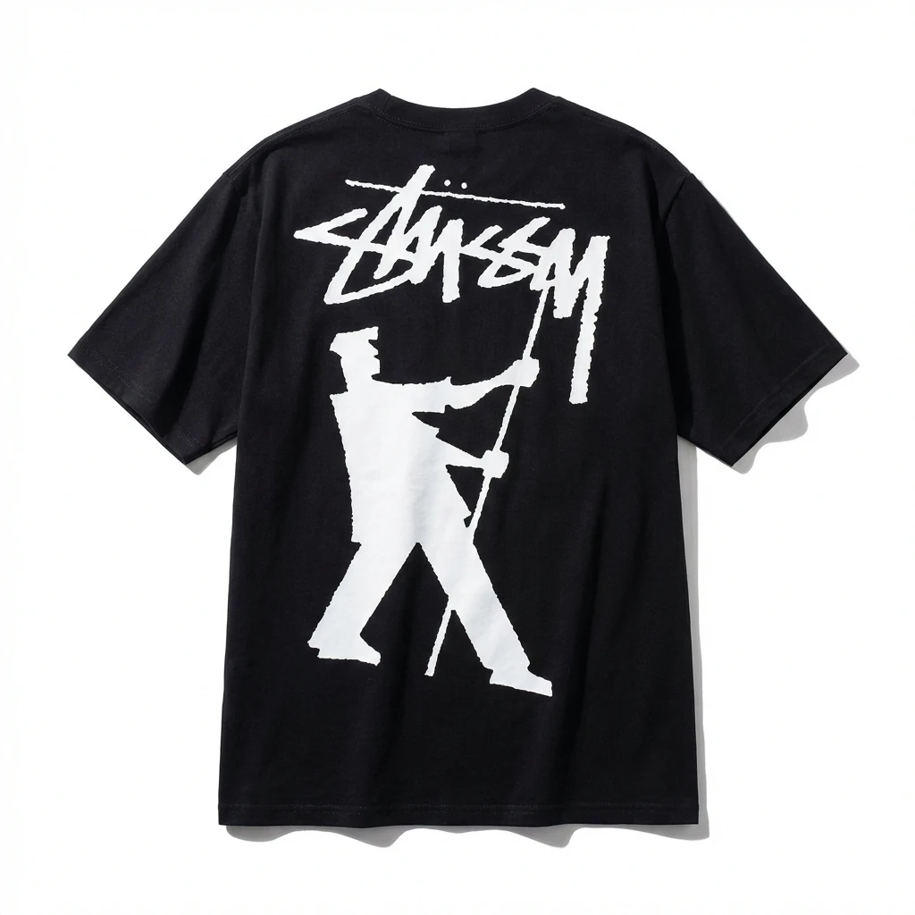 Stussy graffiti-style black T-shirt