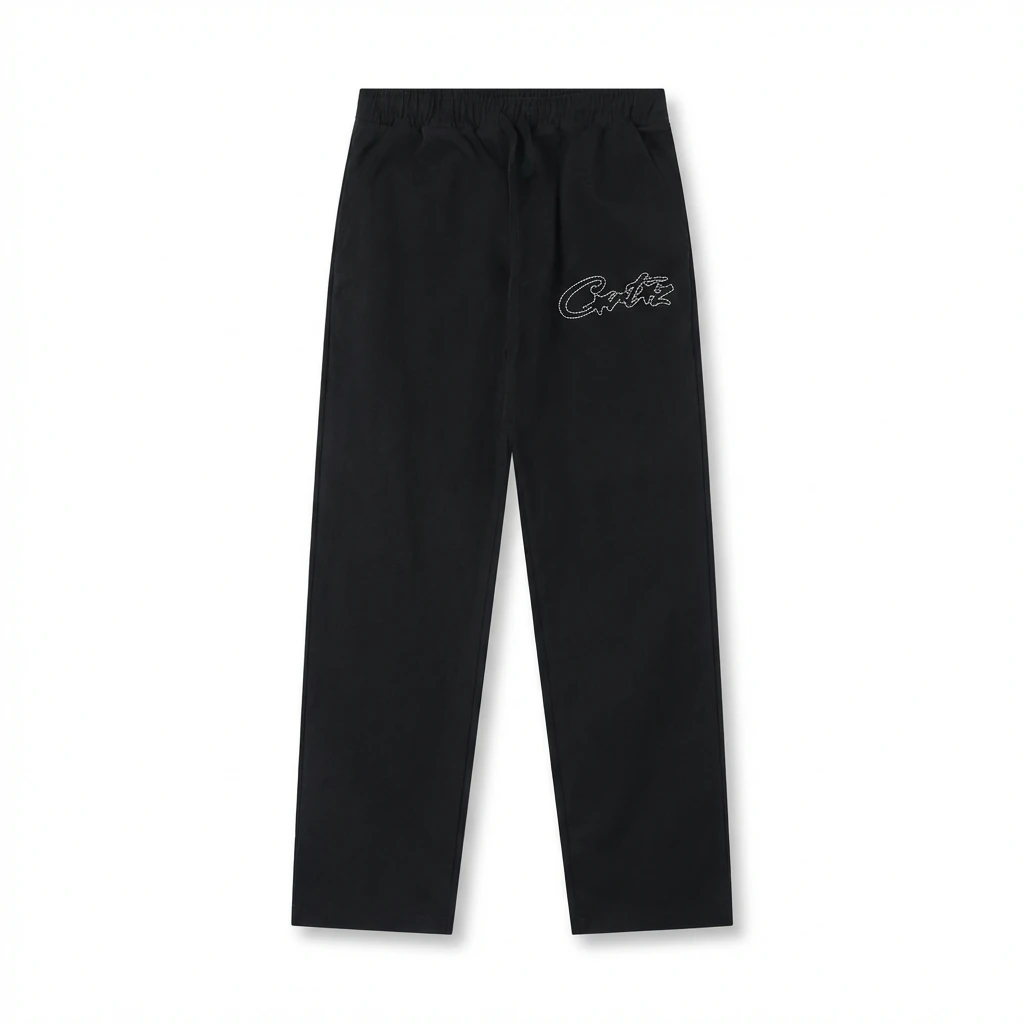 Corteiz minimalist style black long trousers