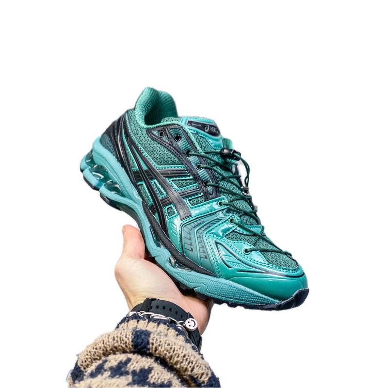 ASICS retro-style dark green sports shoes