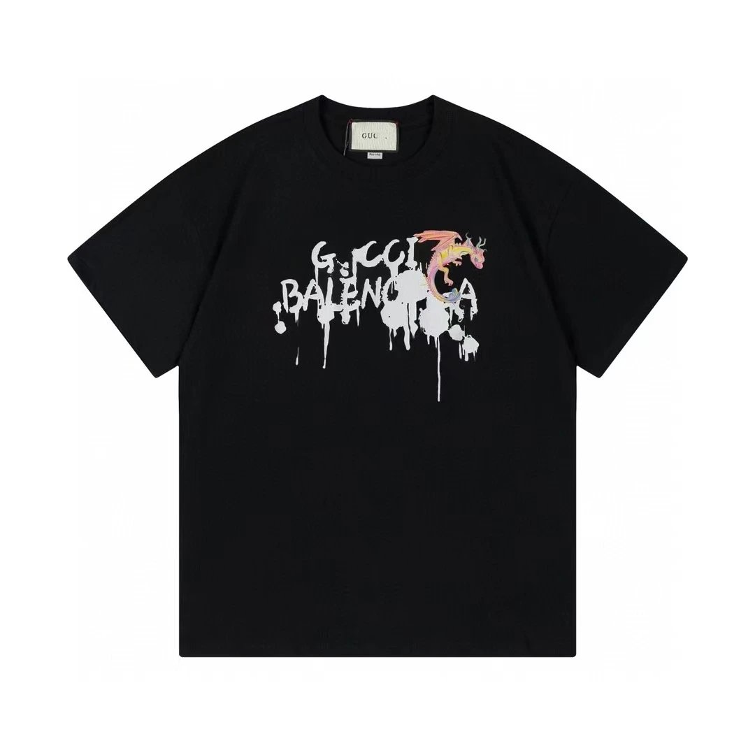 Balenciaga Graffiti Dragon Street Style Black T-Shirt