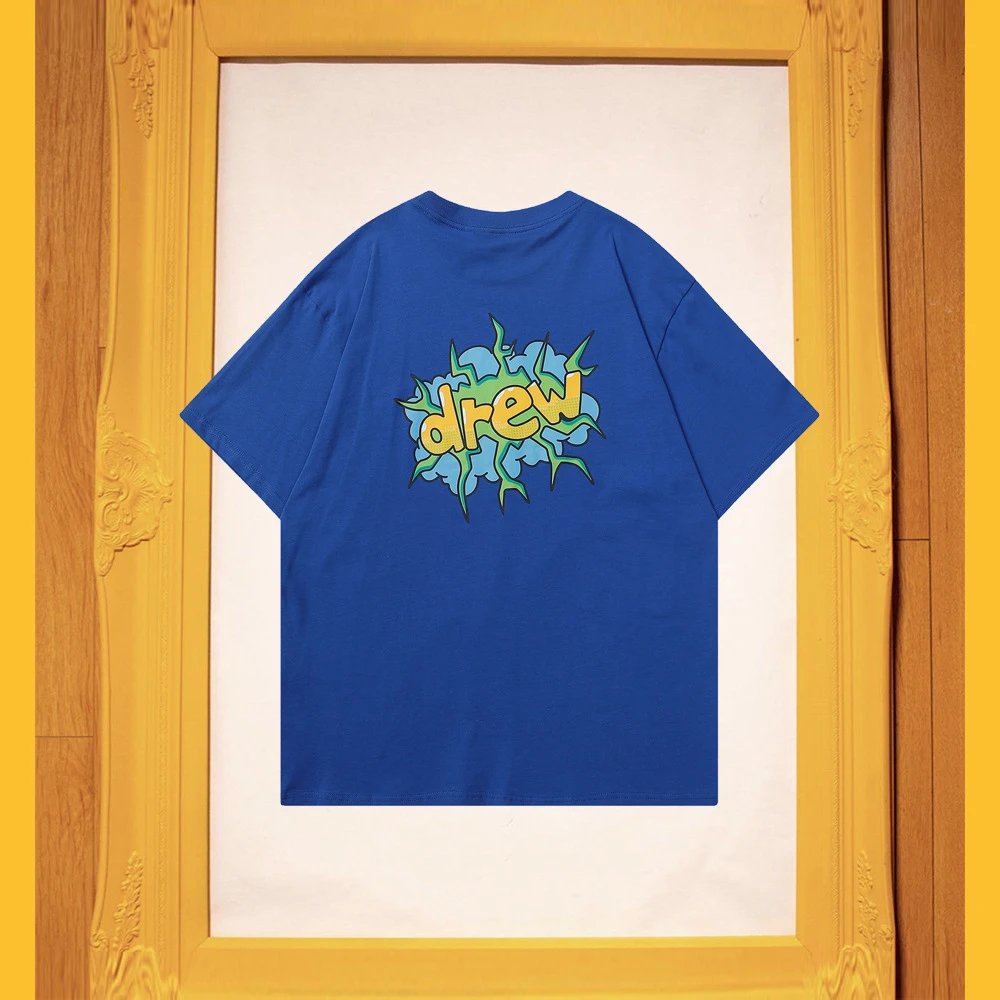 DREW Explosion Print Street Style Blue T-Shirt