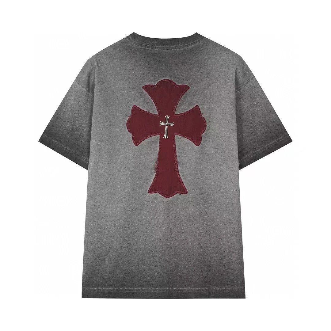 Chrome Hearts Cross Series Vintage Distressed Smoky Gray T-Shirt