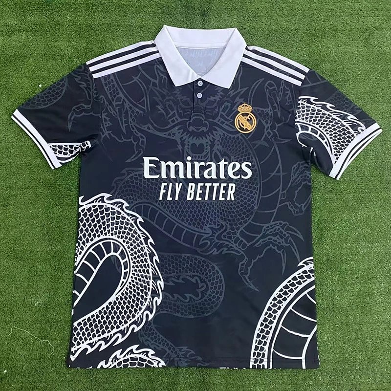 Real Madrid Black Dragon Soccer Jersey Daily Styling
