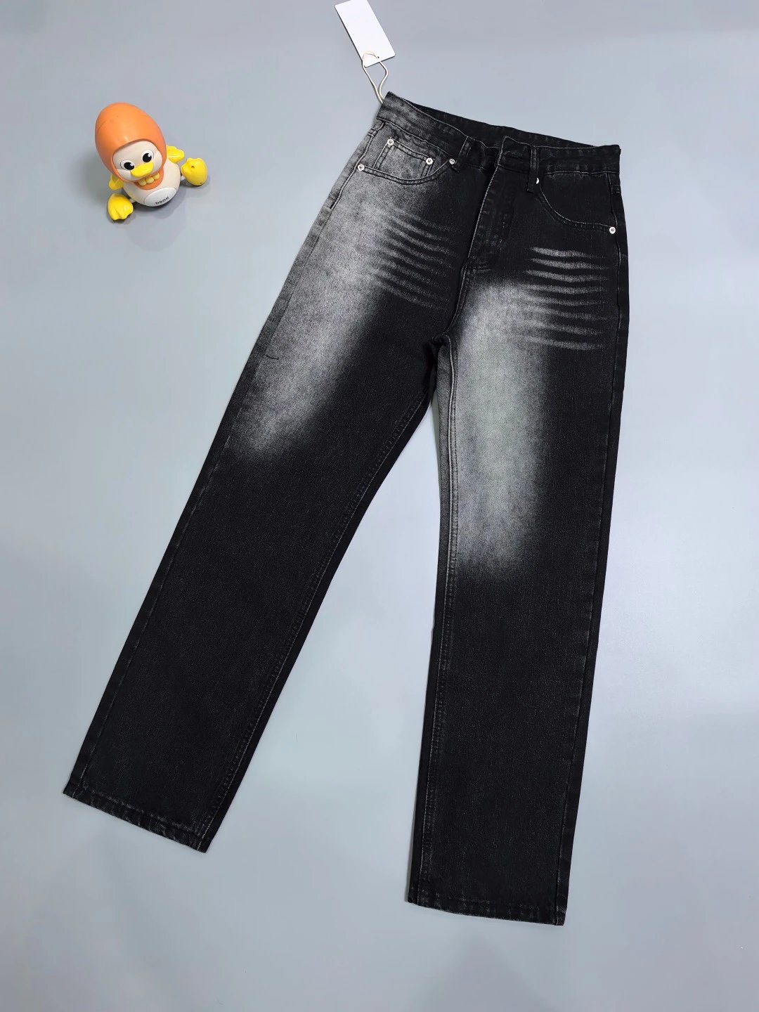 Strong Thigh Fading And A Clean Slim Profile Streetwear Faded Straight Jeans