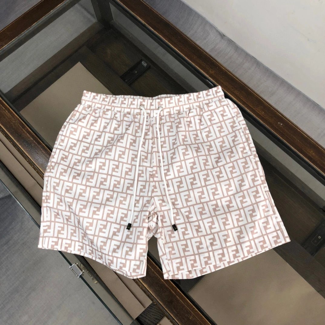 Fendi Double F Monogram Light Luxury Light Brown Casual Shorts