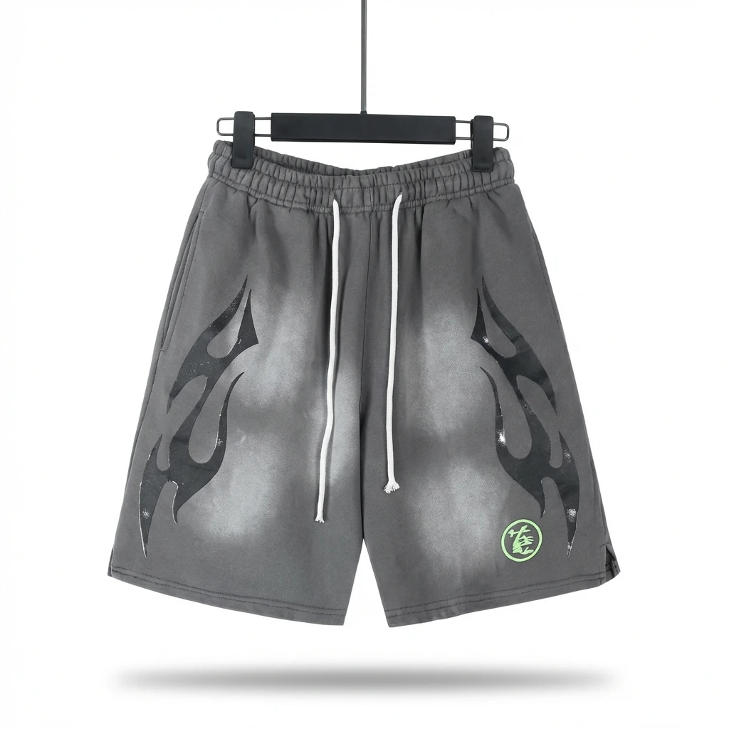 Hellstar Flame Ash Trendy Shorts