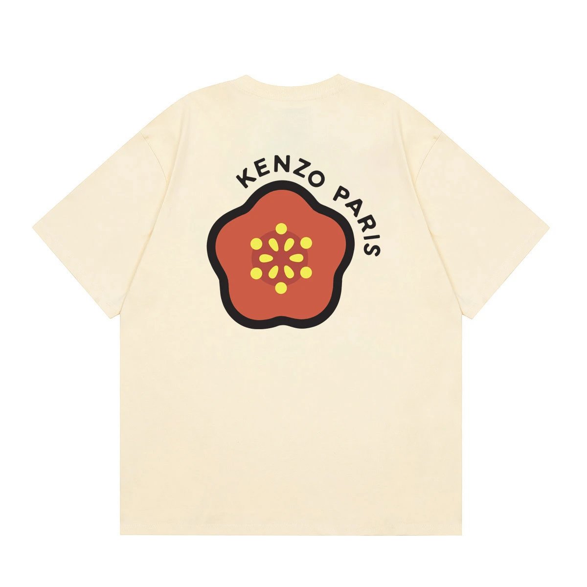 KENZO Crabapple Blossom Casual Style Beige Short Sleeve T-Shirt