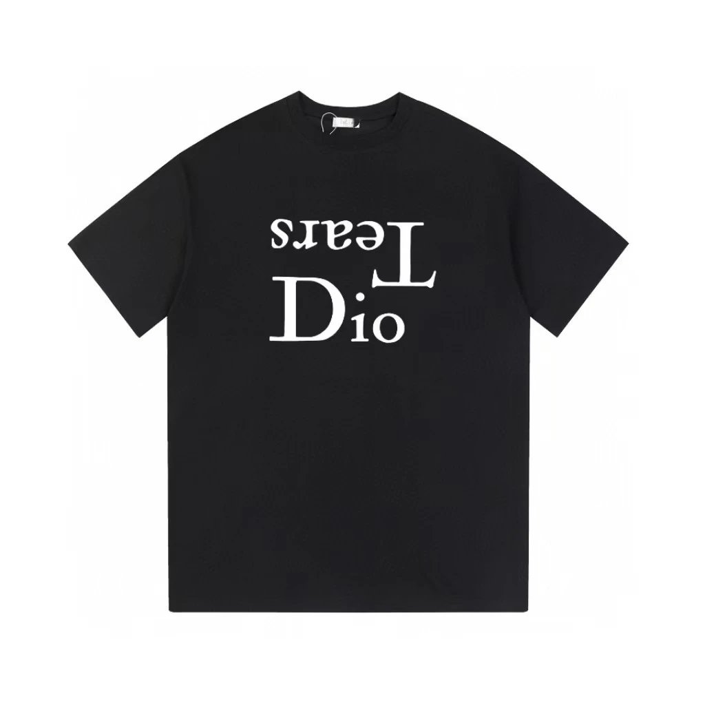 Dior Tears Co-branded Minimalist Style Black T-Shirt