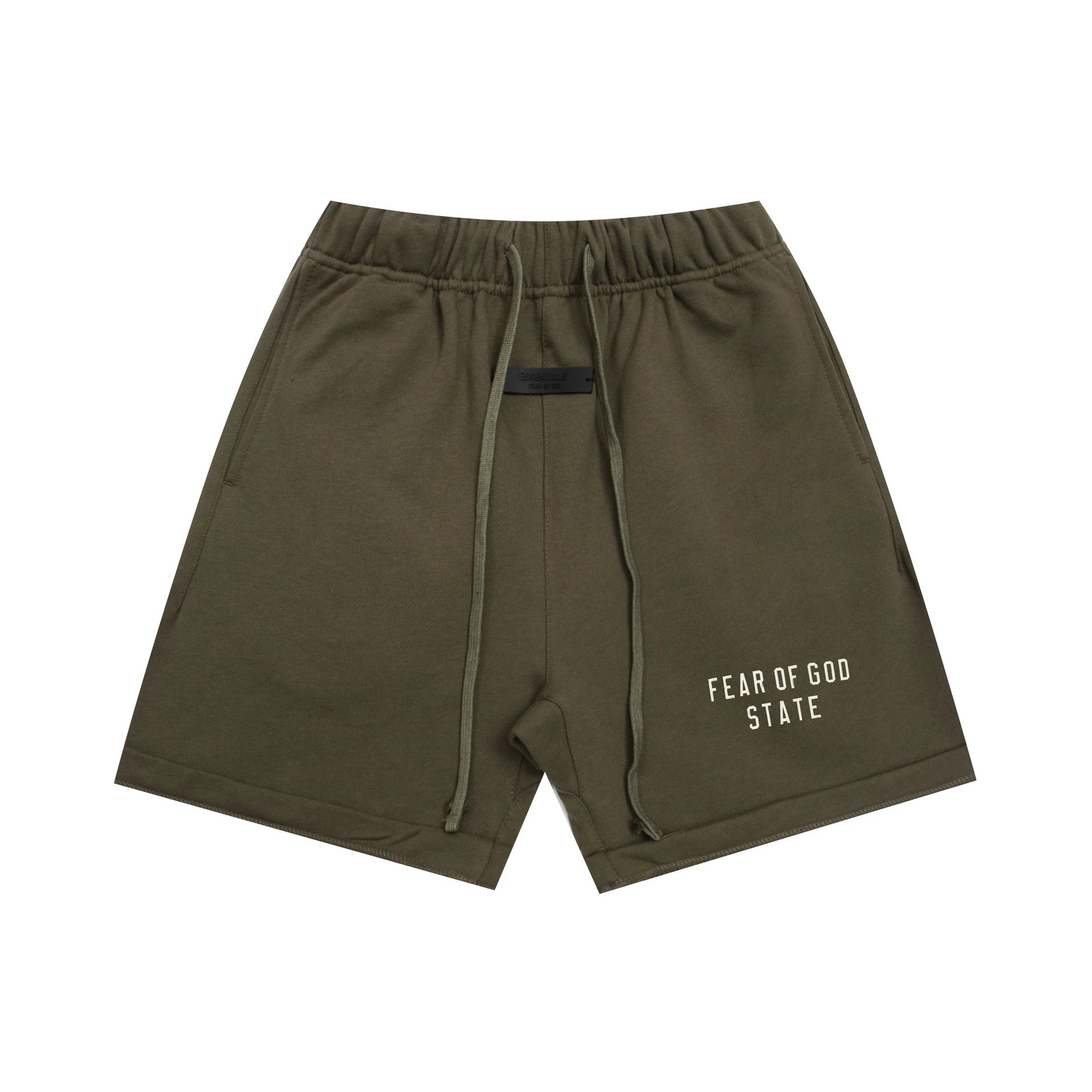 ESSENTIALS Sporty Military Green Shorts