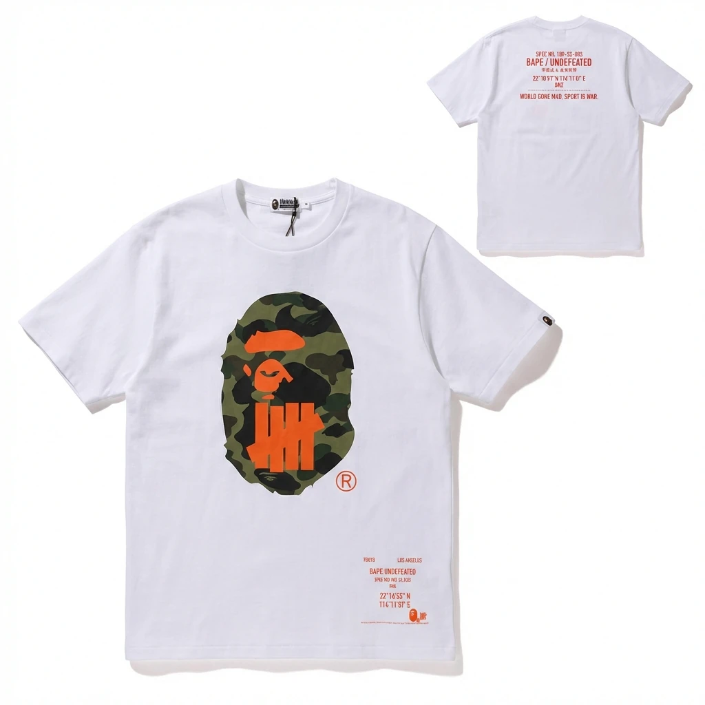 Bape camouflage style white T-shirt