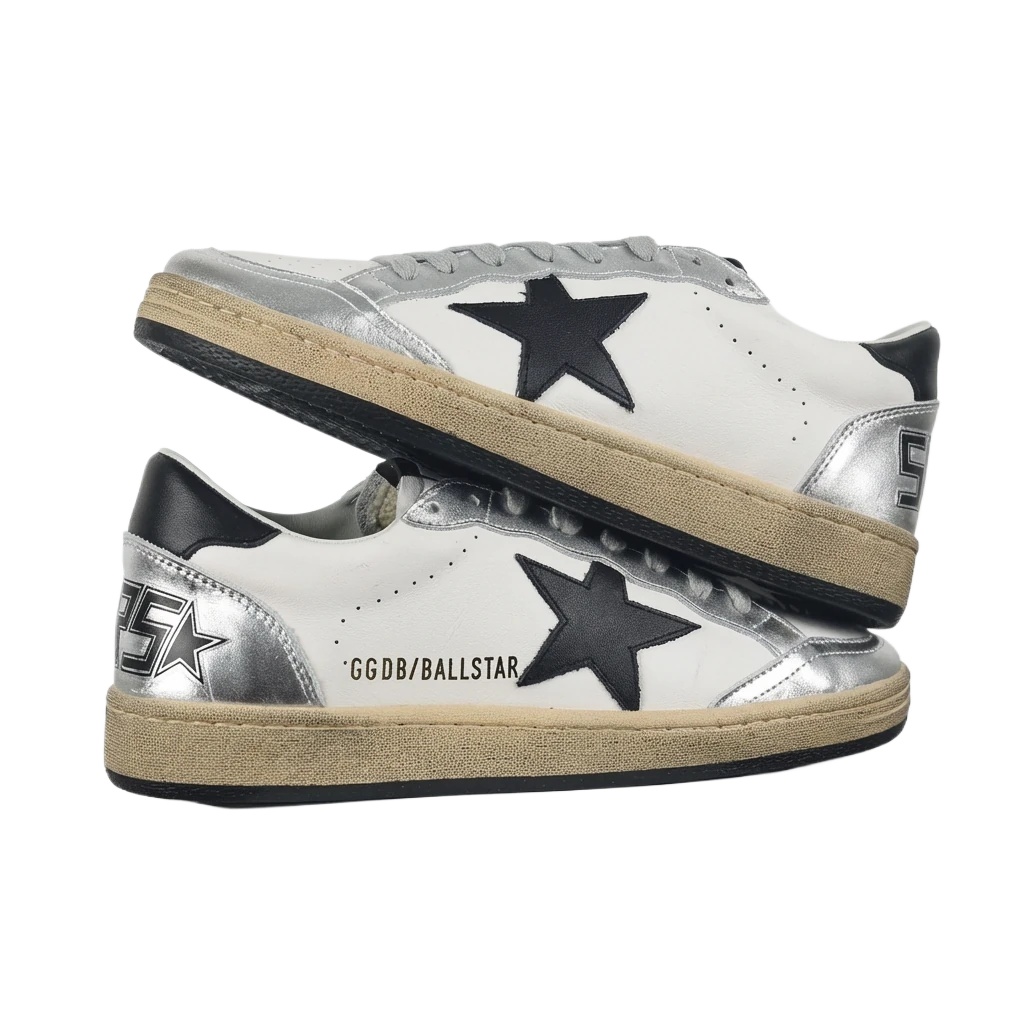 Golden Goose Star Retro Style Silver-White Shoes