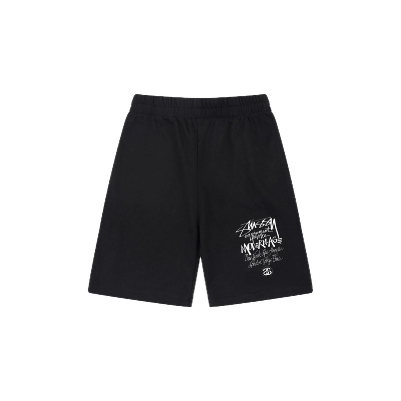 Stussy graffiti-style black shorts