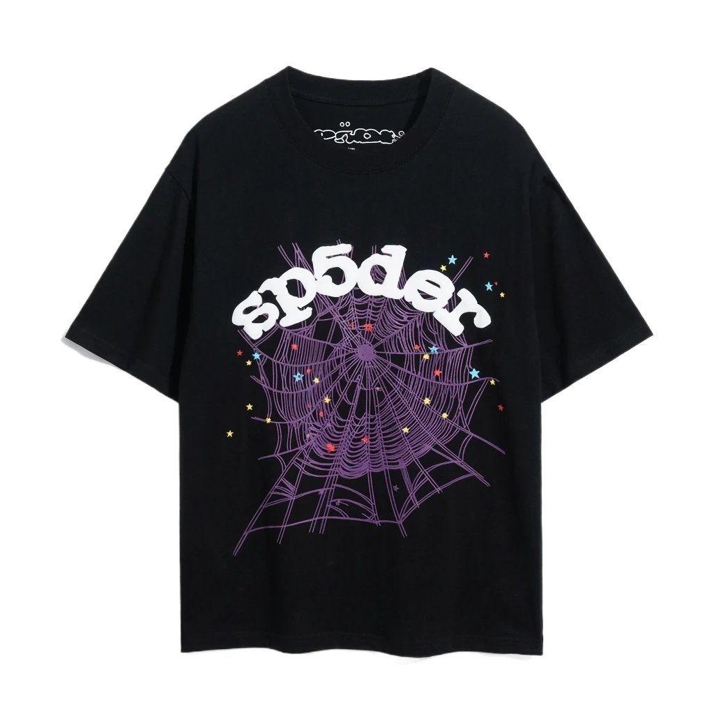 Sp5der Spider Web Print Black Trendy T-shirt