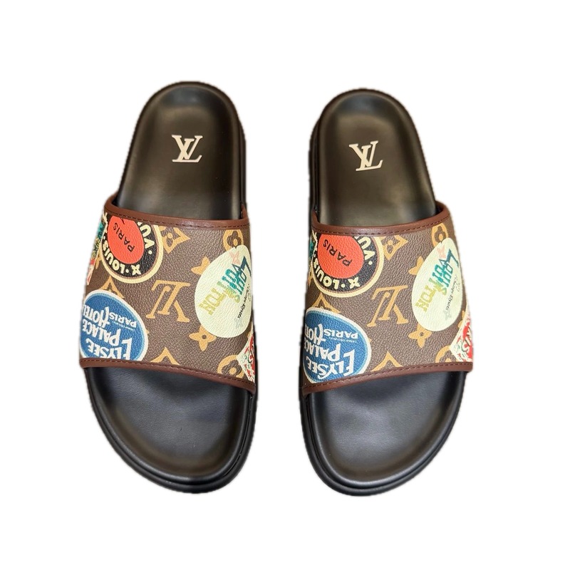 Louis Vuitton Patch Collection Vintage Style Brown Slides
