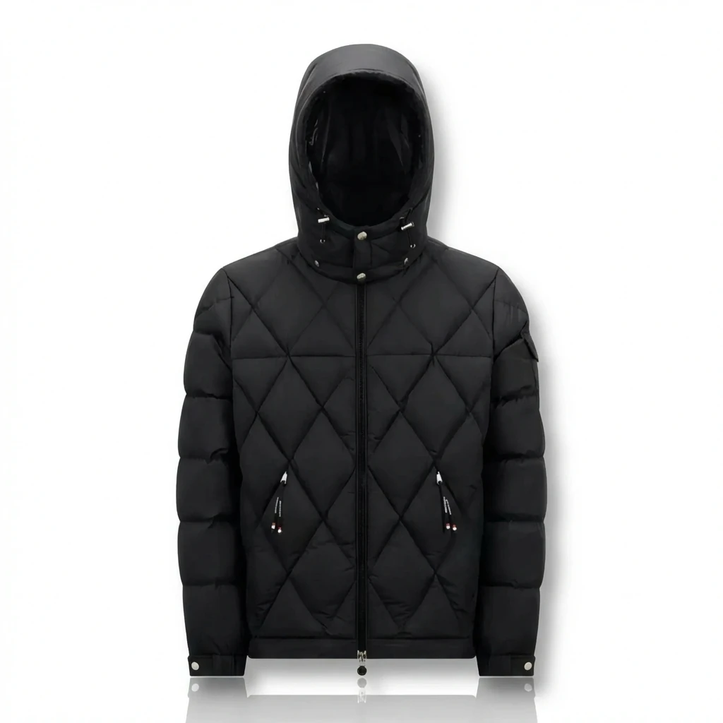 Moncler diamond-check trendy and cool style black down jacket