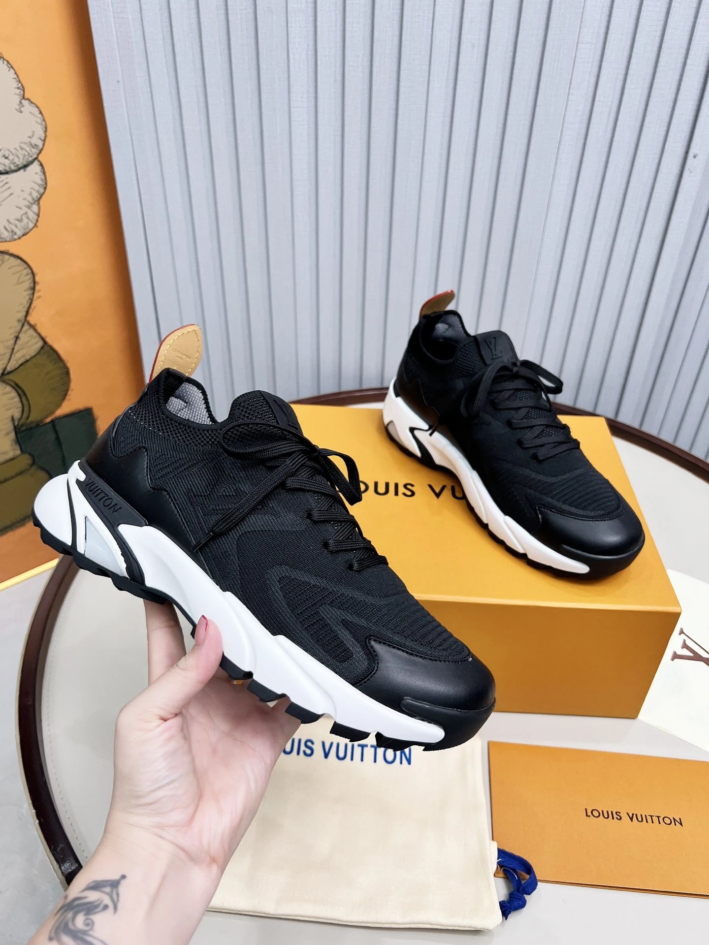 Louis Vuitton Black Runner Sneaker with Black Detail
