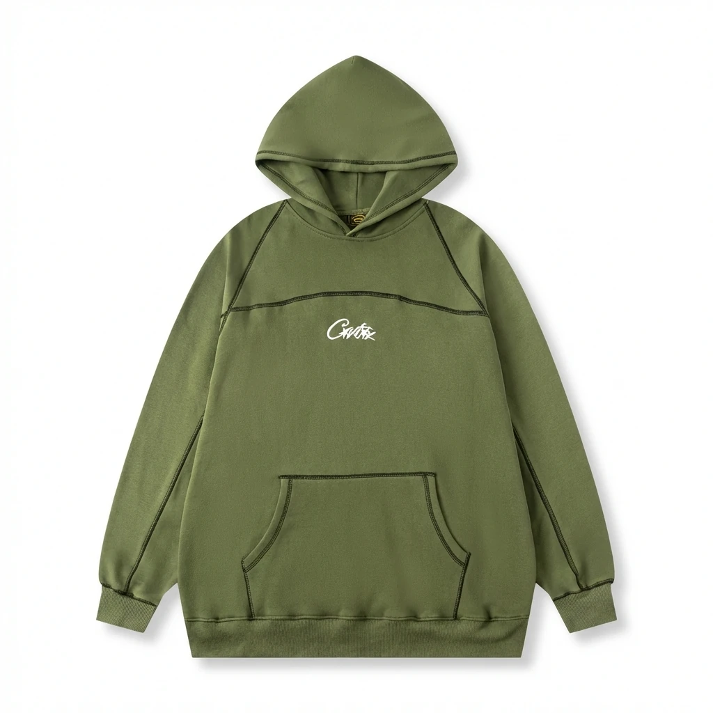 Corteiz minimalist style olive green sweatshirt