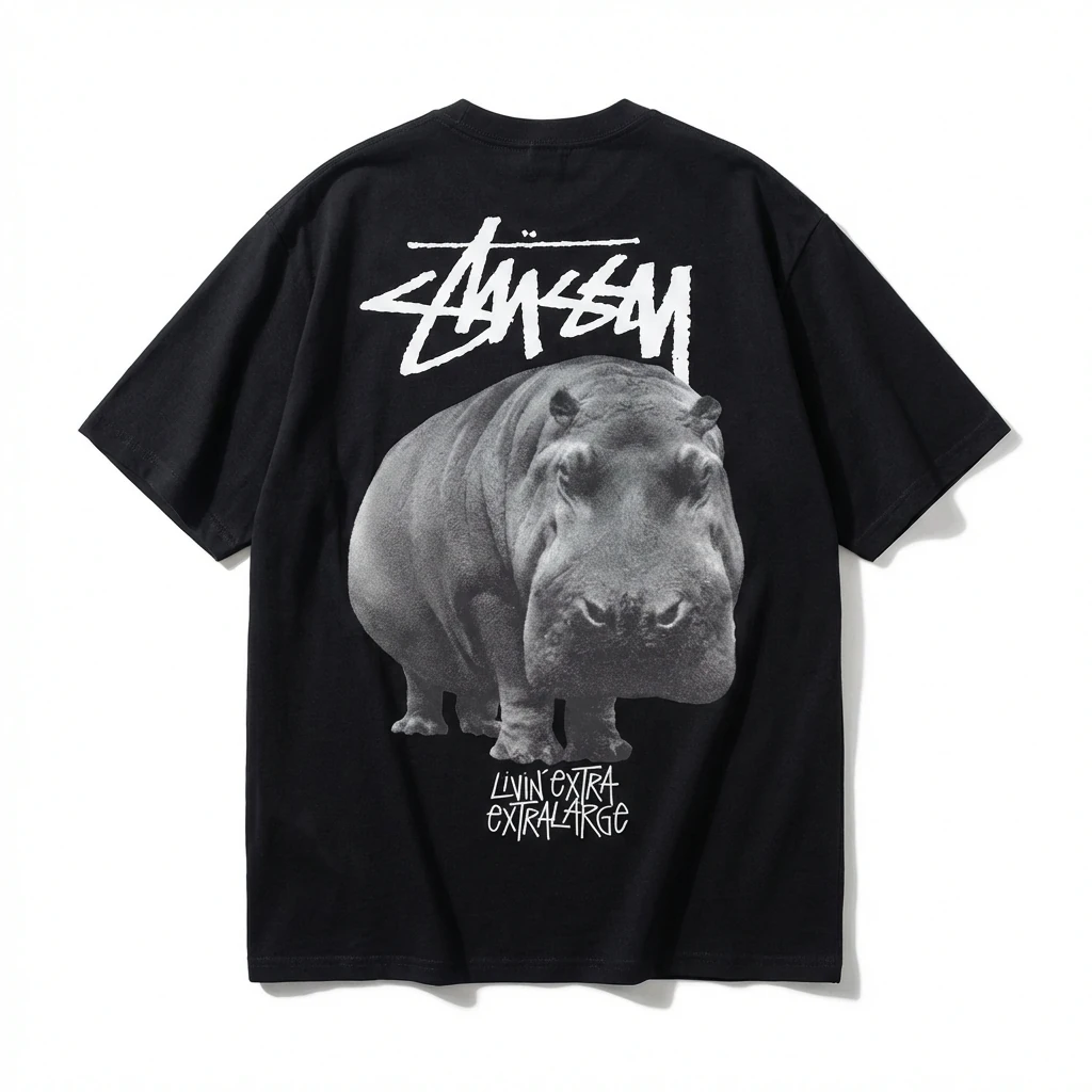 Stussy Hippo Print Black T-shirt