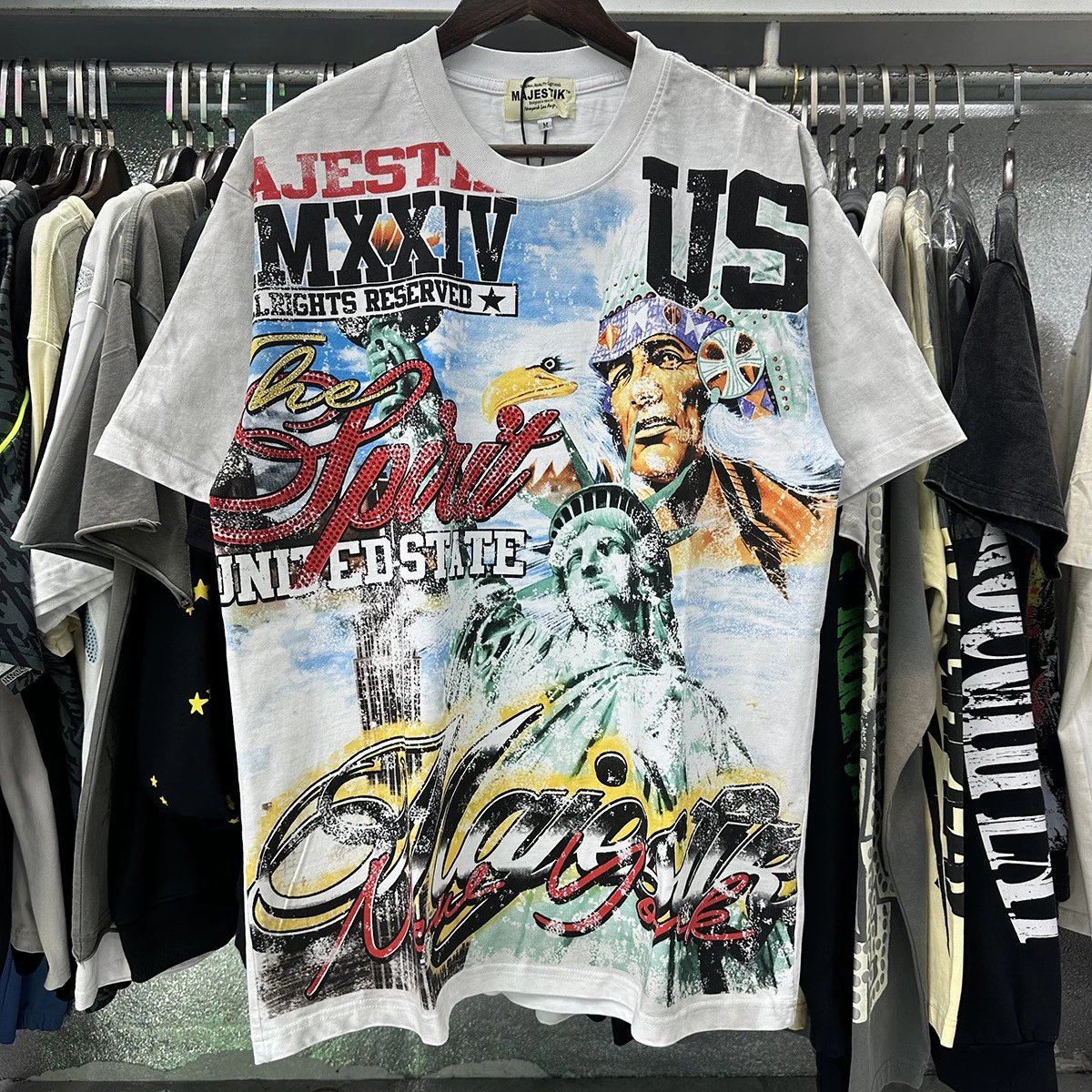 MAJESTIK American Vintage Printed White Short-sleeve T-shirt