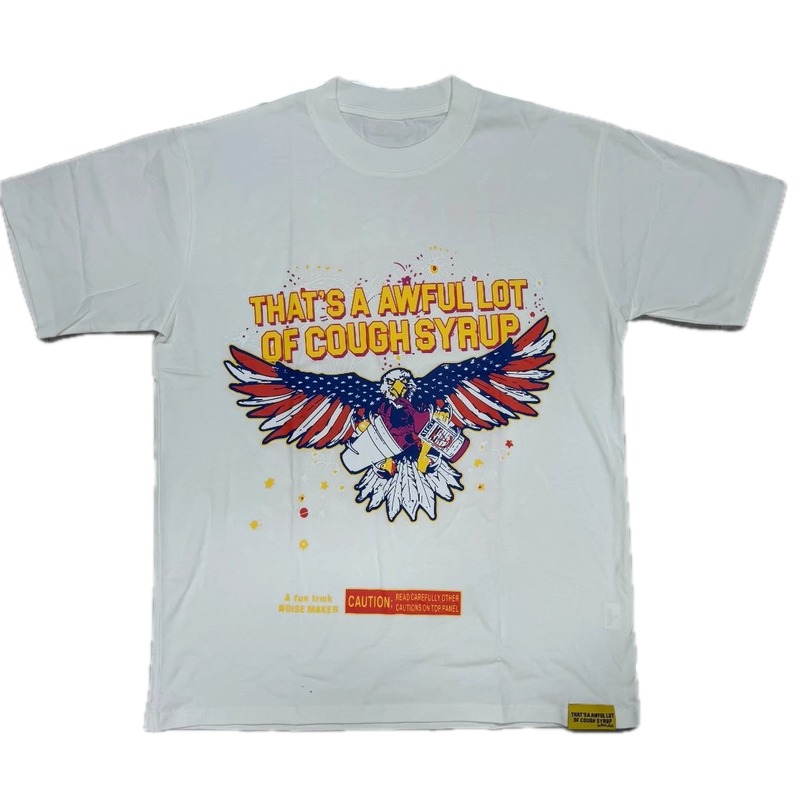 ALOCS Flying Eagle Print American Vintage White T-shirt