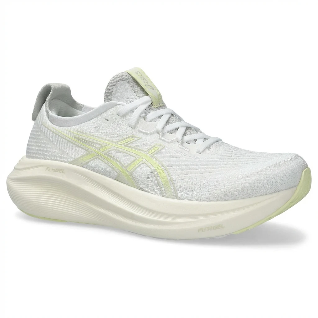 ASICS Racing Style White and Green Running Shoes