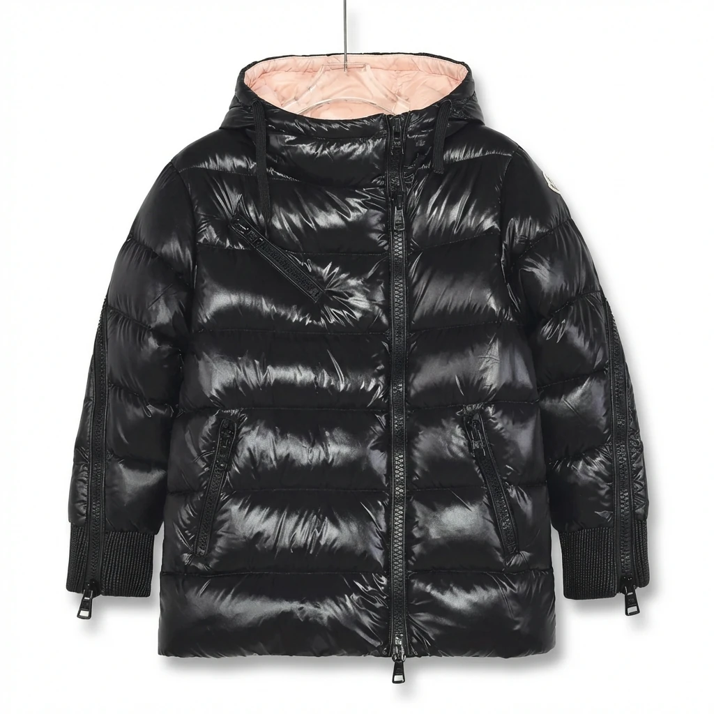 Moncler shiny and stylish black down jacket
