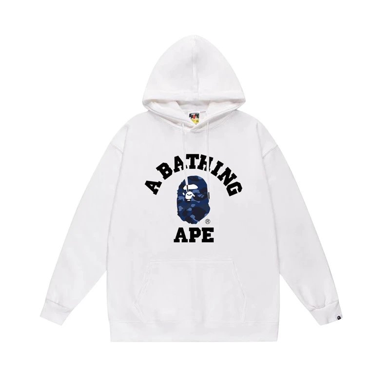 White hoodie with Bape Ape Head print